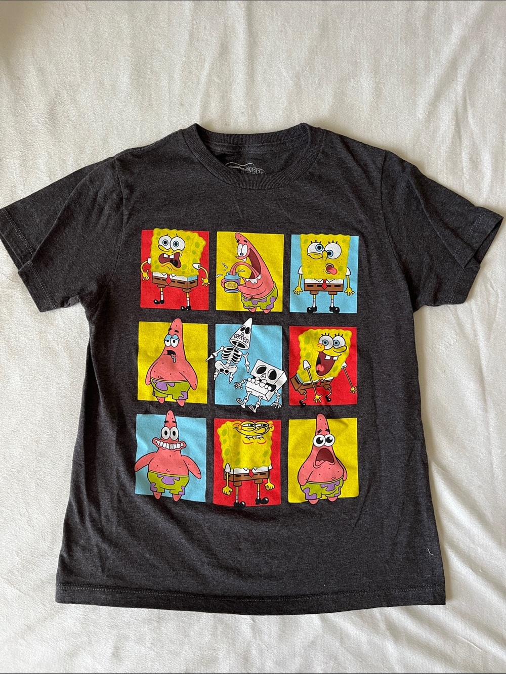 SpongeBob Squarepants Charcoal Graphic Tee with Yellow & Red Panels